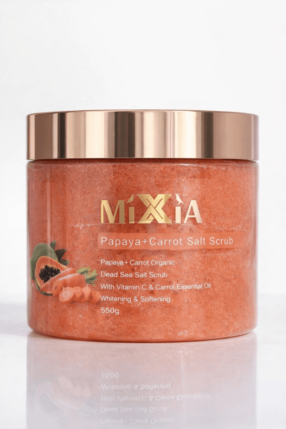 mixia papaya+carrot body scrub with(vitamin c and carrot essential oil)
